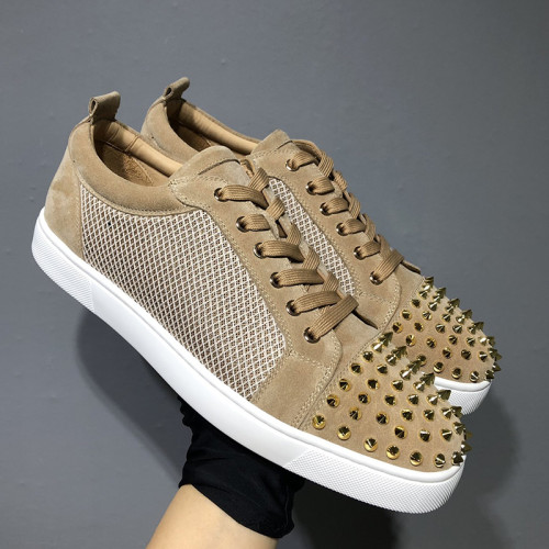 Christian Louboutin Mens Shoes Luxury Brand Red Bottom Design Louis Junior Spikes Flat with Original Box CL sneakers