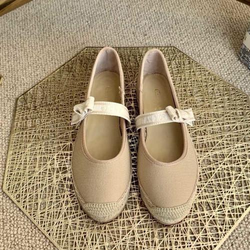 Dior Women Shoes Luxury Brand Design Dior Espadrille Nude Mesh Embroidery Womens Shoes with Original Box