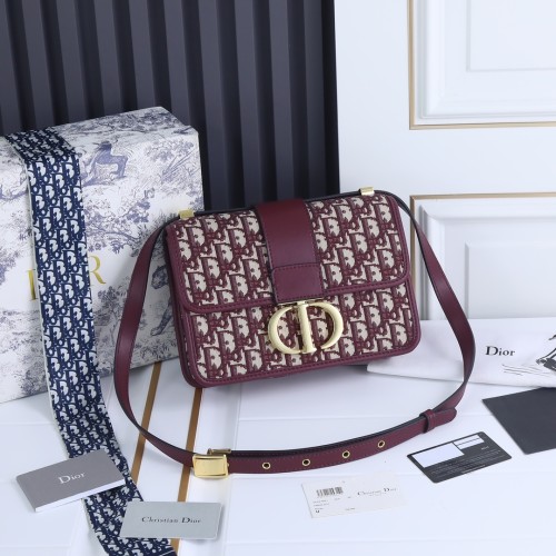 Dior Womens Bags Crossbody Bags Luxury Brand 30 MONTAIGNE BAG Burgundy Dior Oblique Jacquard M9203UTZQ_M974 with Original Box