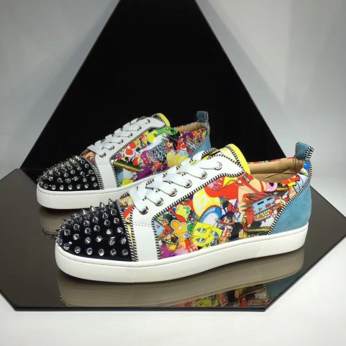 Christian Louboutin Mens Shoes Luxury Brand Red Bottom Design Louis Junior Spikes Flat with Original Box CL sneakers