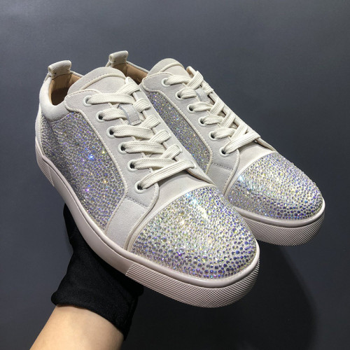 Christian Louboutin Mens Shoes Luxury Brand Red Bottom Design Louis Junior Spikes Flat with Original Box CL sneakers