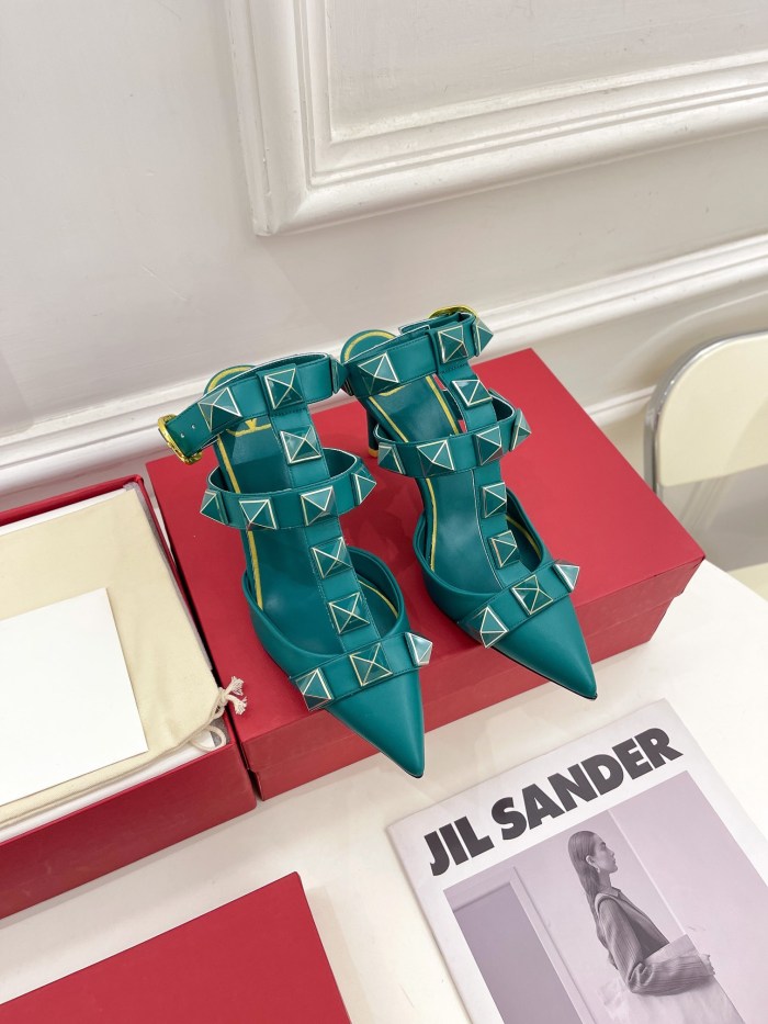 Valentino Women Shoes Mule Flip Flop Sandals ROMAN STUD SLIDE SANDAL IN QUILTED NAPPA with Original Box Luxury Brand 8cm Heel Design