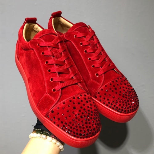 Christian Louboutin Mens Shoes Luxury Brand Red Bottom Design Louis Junior Spikes Flat with Original Box CL sneakers