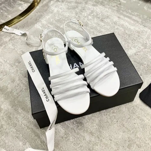 Chanel Womens Shoes Sandals Lambskin White