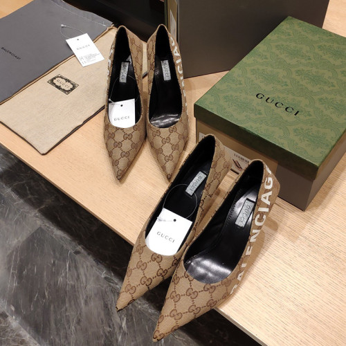 Gucci x Balenciaga Womens Shoes Slingback Pumps High Heel Luxury Brand Wedding Fashion Shoes for Women with Original Box