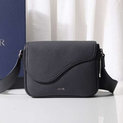 Dior Mens Bags Shoulder Messenger Bags Luxury Brand Dior MINI SADDLE MESSENGER BAG Black Grained Calfskin with Original Box 1ADME130YMJ_H00N