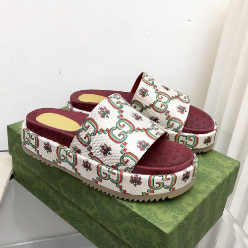 Gucci Womens Shoes Sandals Slides Slippers Luxury Brand Thick Sole Design Women's GG canvas slide sandal with Original Box 624695 H6320 9763