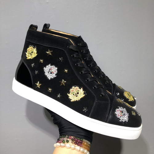 Christian Louboutin Mens Shoes Luxury Brand Red Bottom Design Louis Junior Spikes Flat with Original Box CL sneakers