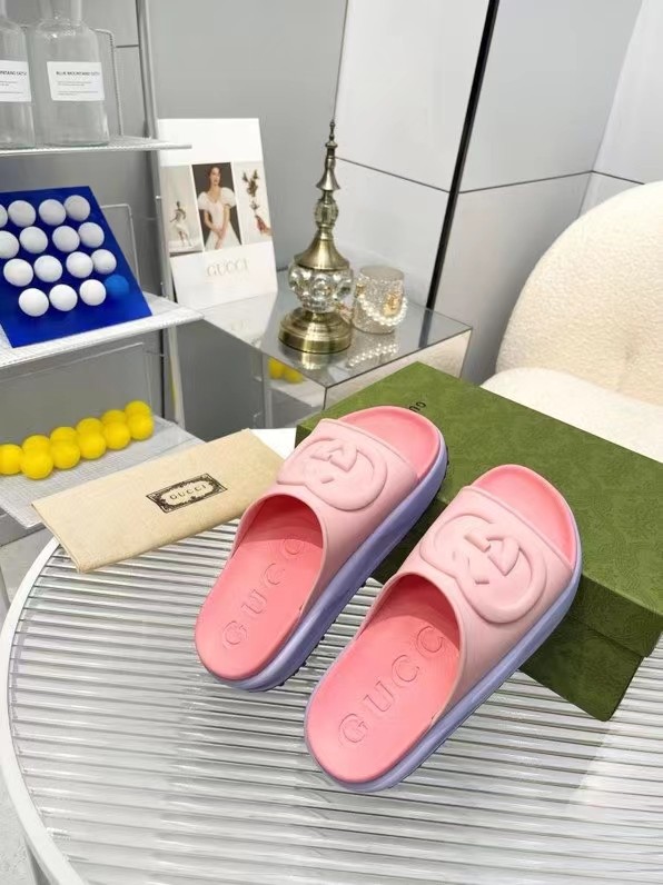 Gucci Womens Shoes Platform Slide Slippers Sandal Summer Design Luxury Brand Women's GG platform slide sandal with Original Box