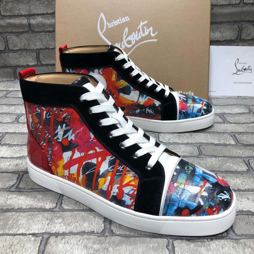 Christian Louboutin Mens Shoes Luxury Brand Red Bottom Design Louis Junior Spikes Flat with Original Box CL sneakers