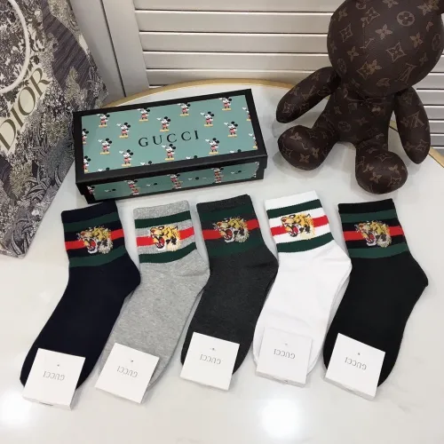 Gucci Socks 5 Pairs with Original Box Luxury Brand Breathable Gucci Sock