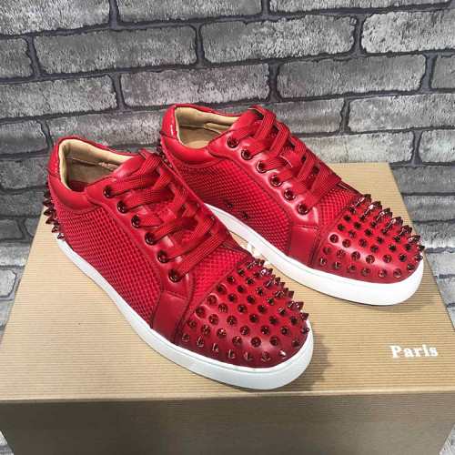 Christian Louboutin Mens Shoes Luxury Brand Red Bottom Design Louis Junior Spikes Flat with Original Box CL sneakers