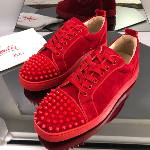 Christian Louboutin Mens Shoes Luxury Brand Red Bottom Design Louis Junior Spikes Flat with Original Box CL sneakers