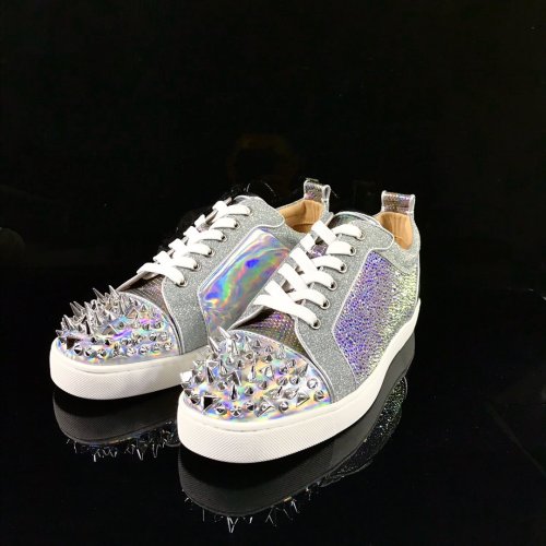Christian Louboutin Mens Shoes Luxury Brand Red Bottom Design Louis Junior Spikes Flat with Original Box CL sneakers