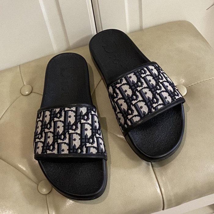 Dior Womens Shoes Sandals Slippers Slide Luxury Brand DIO(R)EVOLUTION SLIDE Shiny Technical Fabric with Dior Oblique Print with Original Box