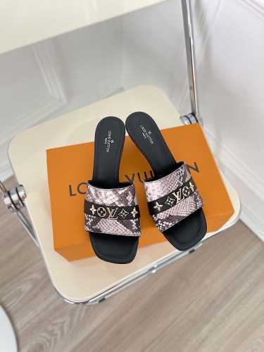 Louis Vuitton Womens Shoes Sandals Slippers Luxury Brand REVIVAL MULE 1A8W32 calf leather with Original Box 5.5cm Heel