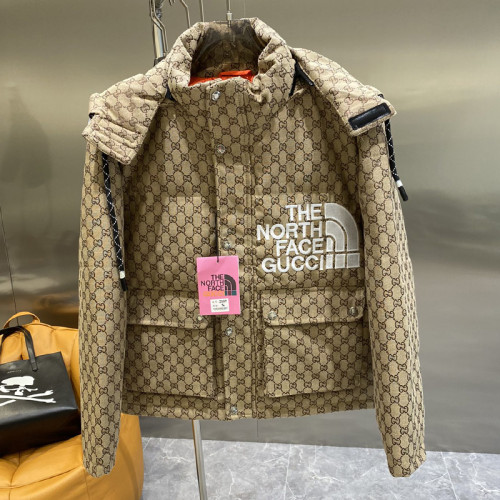 Gucci X The North Face Design Mens Womens Winter Windprood Down Jackets Keep Warm 90% White Duck Down