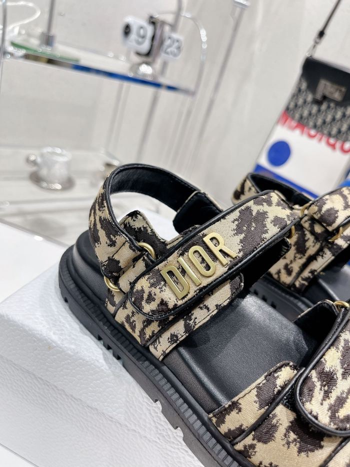 Dior Women Shoes Sandals Luxury Brand DIORACT SANDAL Multicolor Printed Silk with Original Box KCQ549MZS_S57P