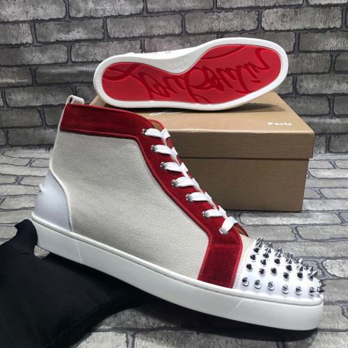 Christian Louboutin Mens Shoes Luxury Brand Red Bottom Design Louis Junior Spikes Flat with Original Box CL sneakers