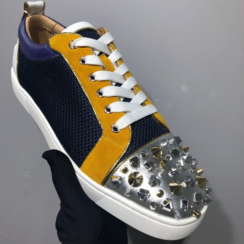Christian Louboutin Mens Shoes Luxury Brand Red Bottom Design Louis Junior Spikes Flat with Original Box CL sneakers