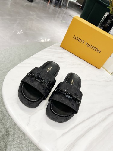 Louis Vuitton Womens Shoes Sandals Slippers Luxury Brand Louis Vuitton JUMBO FLATFORM MULE with Original Box 1A9QYY