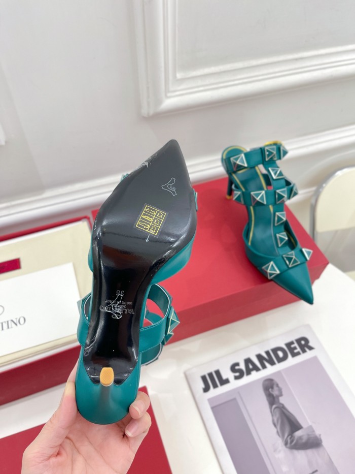Valentino Women Shoes Mule Flip Flop Sandals ROMAN STUD SLIDE SANDAL IN QUILTED NAPPA with Original Box Luxury Brand 8cm Heel Design