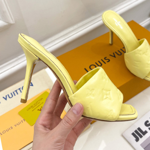 Louis Vuitton Womens Shoes Sandals Slippers Luxury Brand REVIVAL MULE 1A9PH9 Monogram-embossed lambskin with Original Box 9.5cm Heel