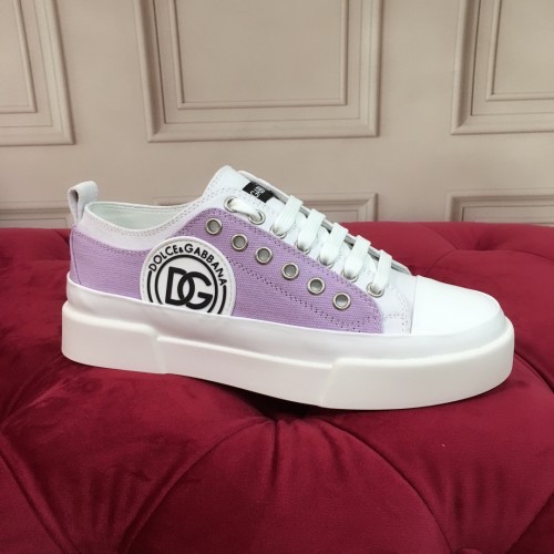 Dolce & Gabbana Mens Shoes Sneakers Rubber Sole Luxury Brand Two-tone canvas Portofino Light low-top sneakers with DG logo Men Casual Shoes with Original Box