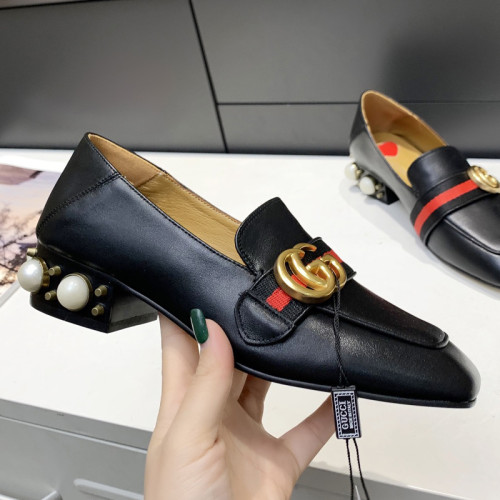 Gucci Womens Shoes Casual Loafers Design Luxury Brand Leather Women's jumbo GG Princetown loafer with Original Box 475094 UKO60 2588