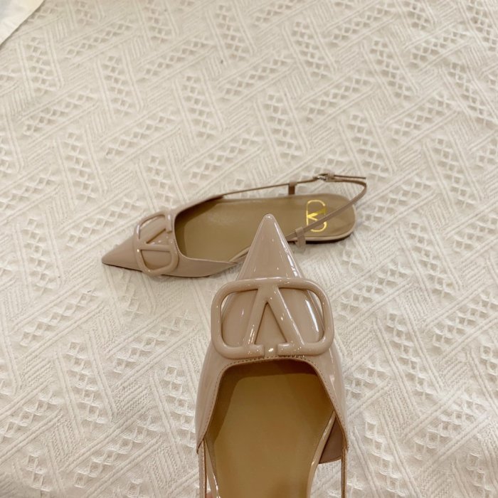 Valentino Women Shoes Mule Flip Flop Sandals VLOGO SIGNATURE CALFSKIN SLINGBACK PUMP Flat with Original Box Luxury Brand
