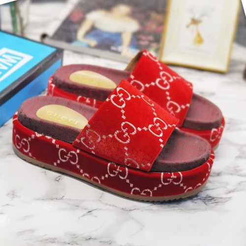 Gucci Mens Shoes Sandals Slides Slippers Luxury Brand Thick Sole Design with Original Box