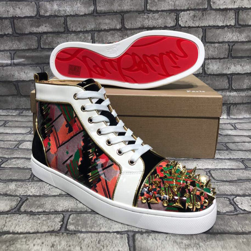 Christian Louboutin Mens Shoes Luxury Brand Red Bottom Design Louis Junior Spikes Flat with Original Box CL sneakers