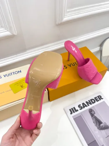 Louis Vuitton Womens Shoes Sandals Slippers Luxury Brand REVIVAL MULE 1A9PKD Monogram-embossed lambskin with Original Box 9.5cm Heel