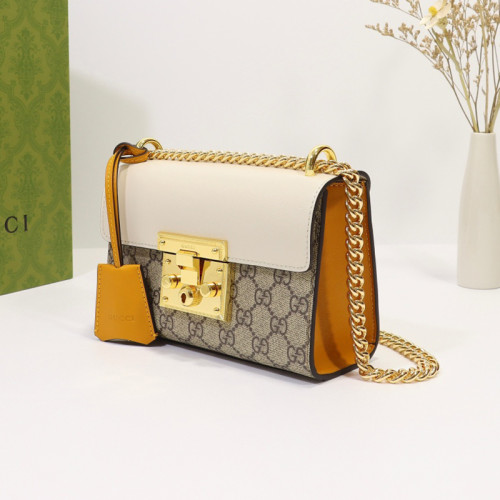 Gucci Womens Bags Shoulder Messenger Bag Luxury Brand Padlock small shoulder bag in GG Supreme canvas - Gucci 409487 KLQJG 9763
