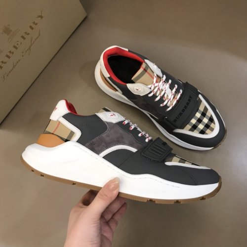 Burberry Mens Shoes Sneakers Fashion Type Luxury Brand Vintage Check Cotton Sneaker with Original Box