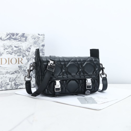 Dior Womens Mens Bags Shoulder Bags Luxury Fashion SMALL DIORCAMP BAG Black Macrocannage Calfskin with Original Box M1243BMIG_M900