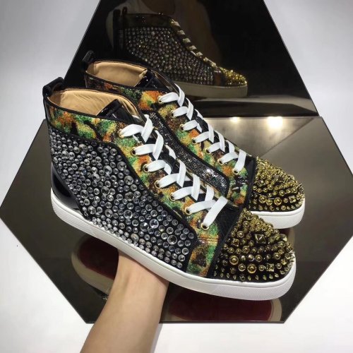Christian Louboutin Mens Shoes Luxury Brand Red Bottom Design Louis Junior Spikes Flat with Original Box CL sneakers