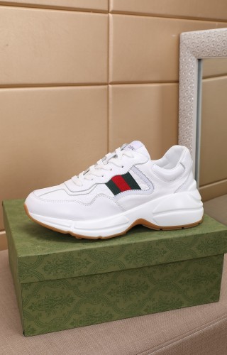 Gucci Women Shoes Women's Rhyton Gucci logo leather sneaker Luxury Brand with Original Box