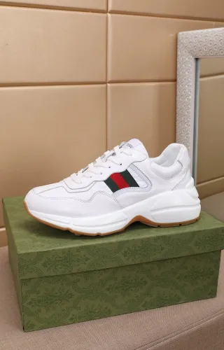 Gucci Women Shoes Women's Rhyton Gucci logo leather sneaker Luxury Brand with Original Box