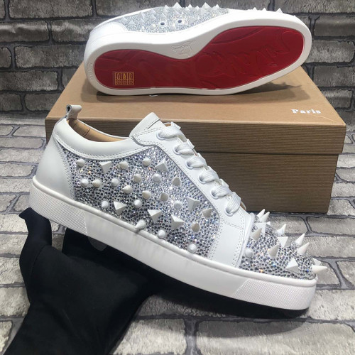 Christian Louboutin Mens Shoes Luxury Brand Red Bottom Design Louis Junior Spikes Flat with Original Box CL sneakers