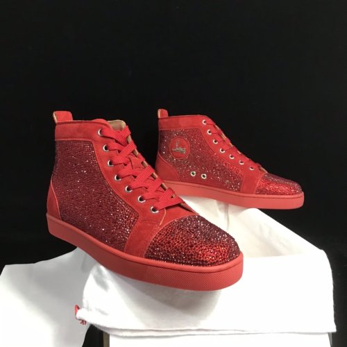 Christian Louboutin Mens Shoes Luxury Brand Red Bottom Design Louis Junior Spikes Flat with Original Box CL sneakers