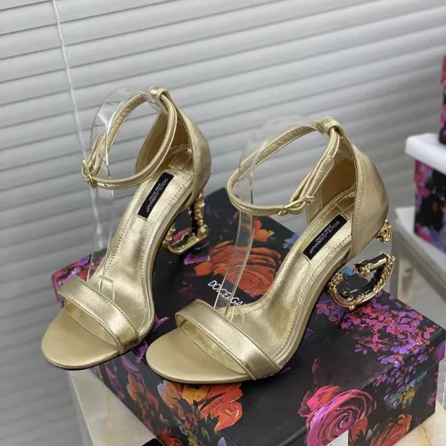 Dolce & Gabbana Womens Shoes Nappa Mordore Sandals with Baroque DG Heel 9cm