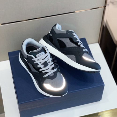 Dior Mens Shoes Sneakers Luxury Brand Breathable Design B29 SNEAKER Gray Technical Mesh, Black Suede and Smooth Calfskin with Original Box 3SN270ZKO_H968