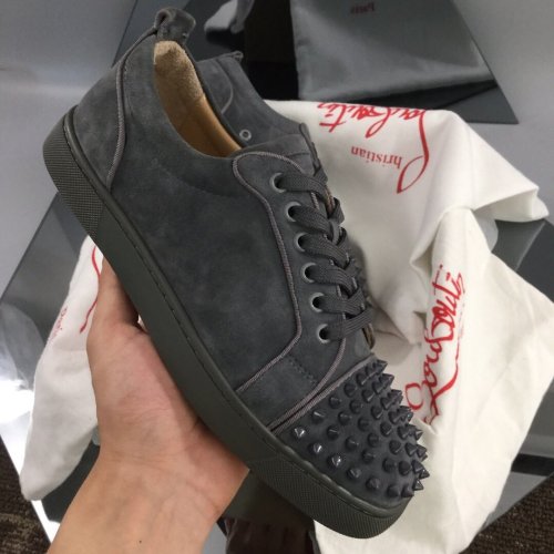 Christian Louboutin Mens Shoes Luxury Brand Red Bottom Design Louis Junior Spikes Flat with Original Box CL sneakers