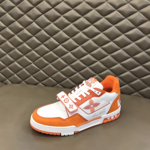 Louis Vuitton Men Shoes Fashion Sneakers Design Luxury Brand LV TRAINER SNEAKER Orange Monogram denim with Original Box 1A9ZBU