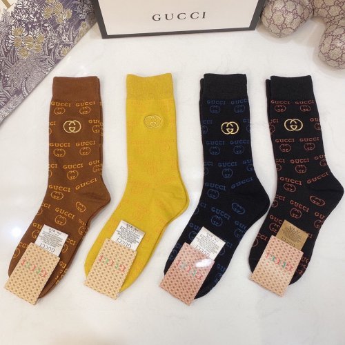 Gucci Socks 4 Pairs with Original Box Luxury Brand Breathable Gucci Sock