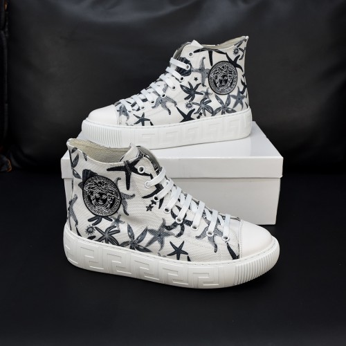 Versace Mens Shoes Sneakers Lace-Up Canvas Ankle Boots Luxury Brand Fashion Shoes for Men
