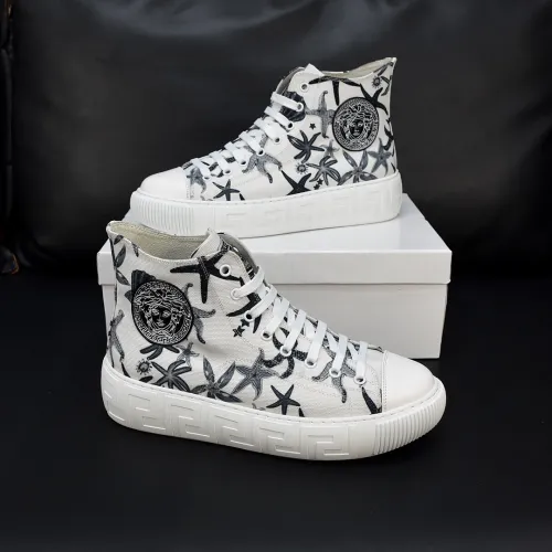 Versace Mens Shoes Sneakers Lace-Up Canvas Ankle Boots Luxury Brand Fashion Shoes for Men
