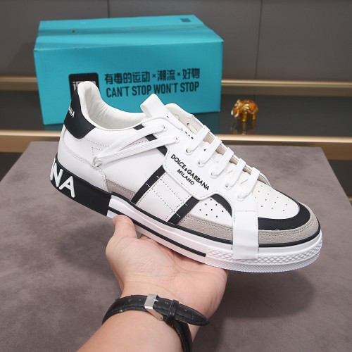 Dolce & Gabbana Mens Shoes Sneakers Rubber Sole Luxury Brand Calfskin 2.Zero custom sneakers with contrasting details with Original Box