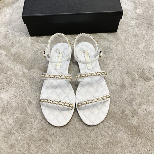 Chanel Womens Shoes Sandals Suede Calfskin
